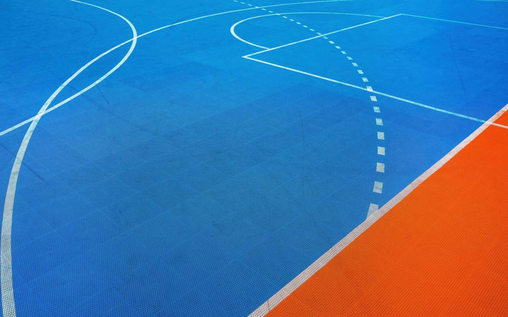 Overhead View Of Plastic Floating Tiles For Sports Court