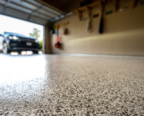 Epoxy Garage Floor With Black And White Specs