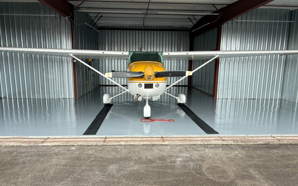 Plane On Newly Coated Commercial Floords